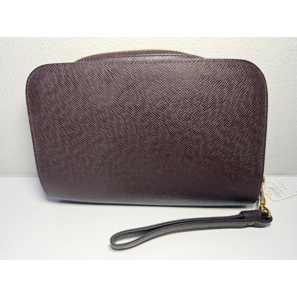 Louis Vuitton Taiga Burgundy Clutch with COA